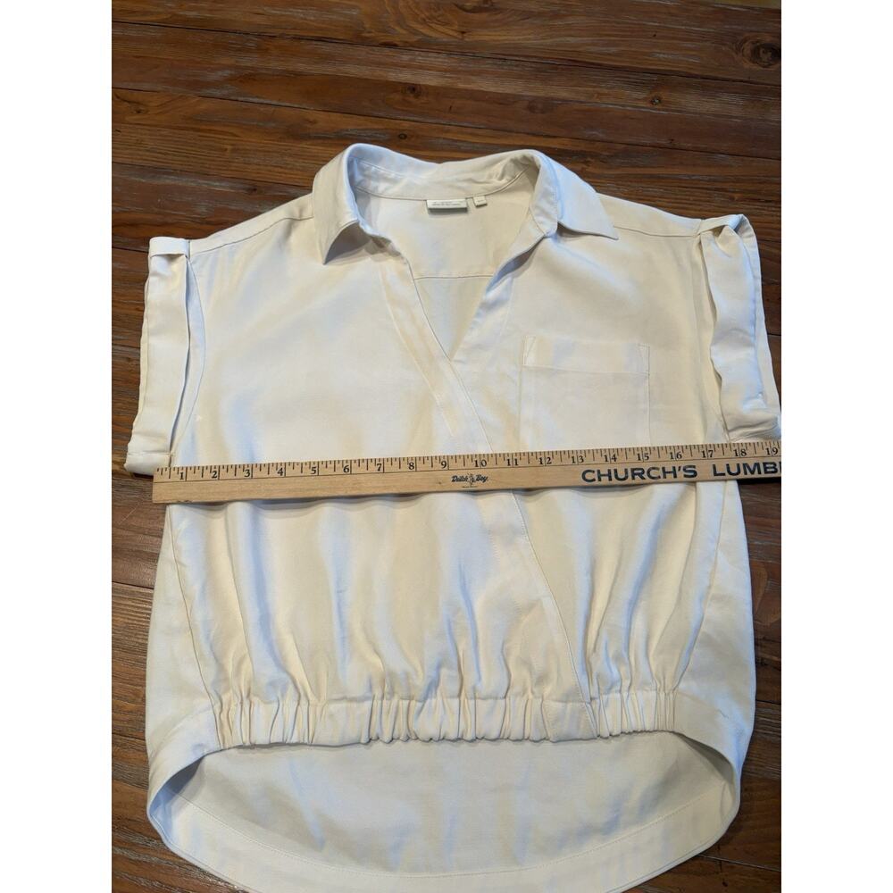 Spartina 449 Stevie Blouse XS Alabaster White Faux Wrap Collared Minimalist Chic - Picture 8 of 9